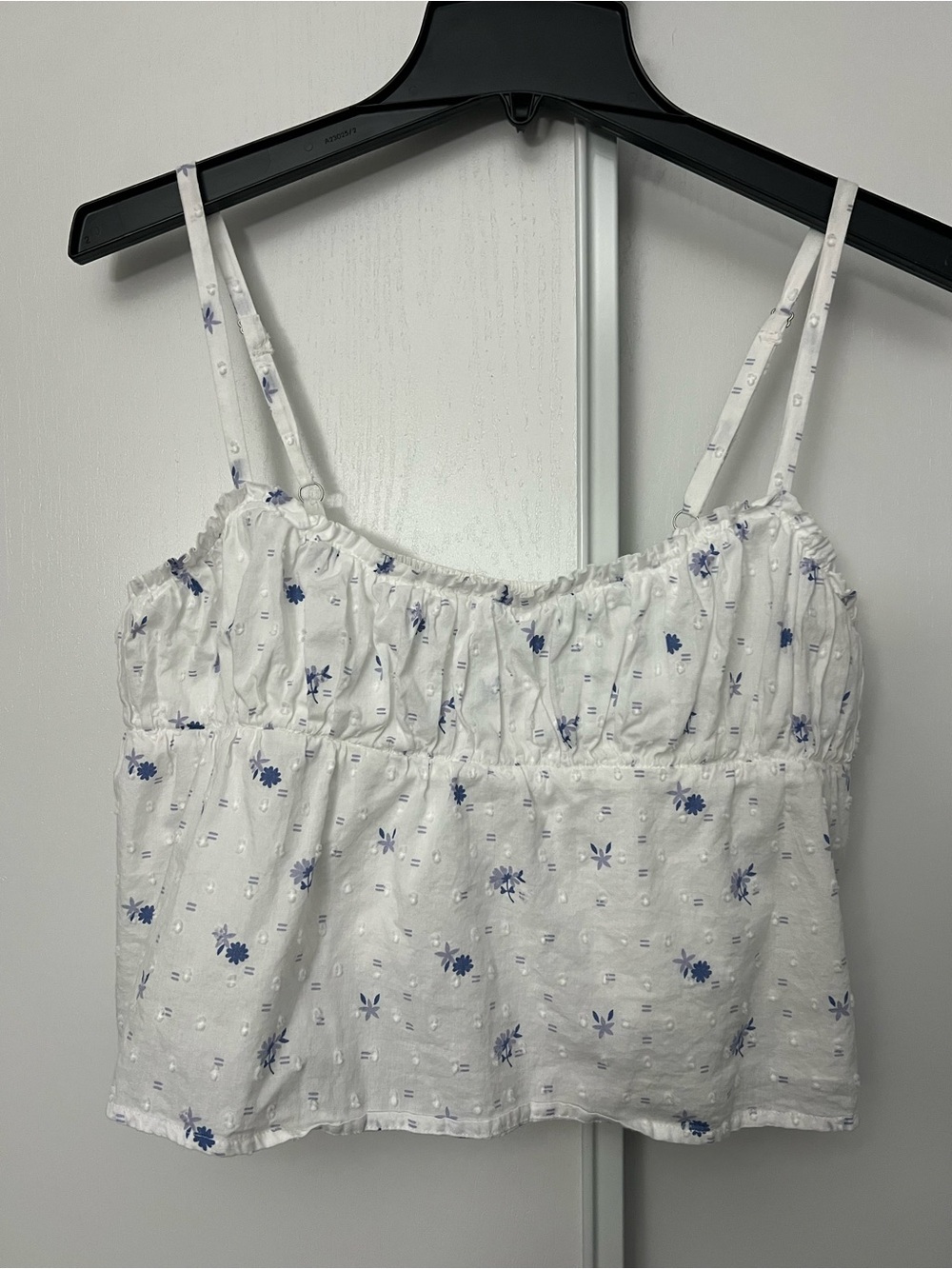 Abound White Cami Top with Blue Floral Eyelet